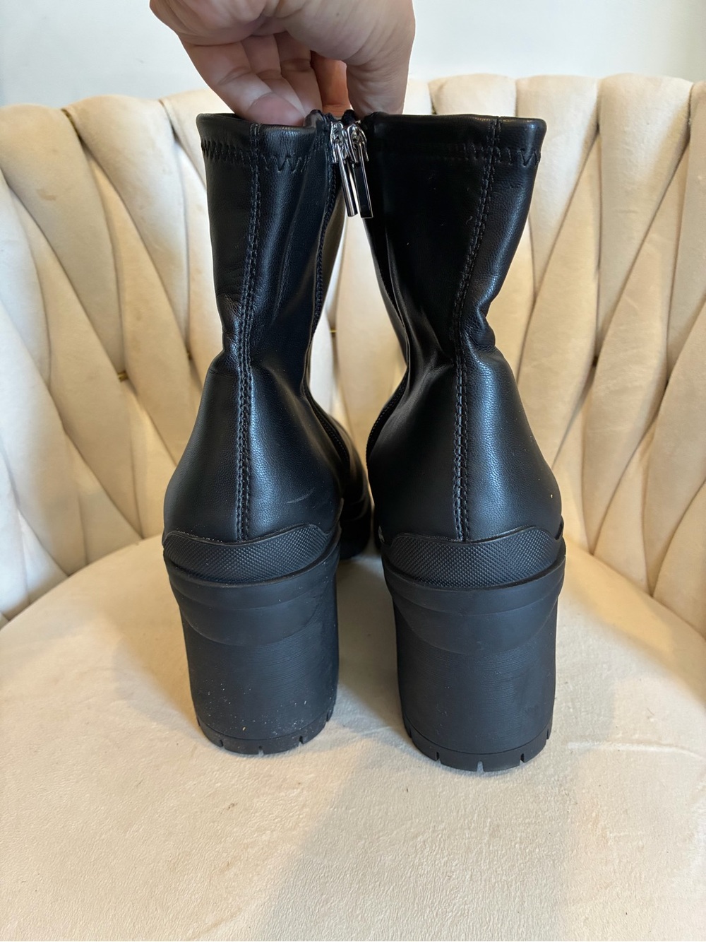 Bar III Black Chunky Platform Heel Ankle Booties - Picture 5 of 7